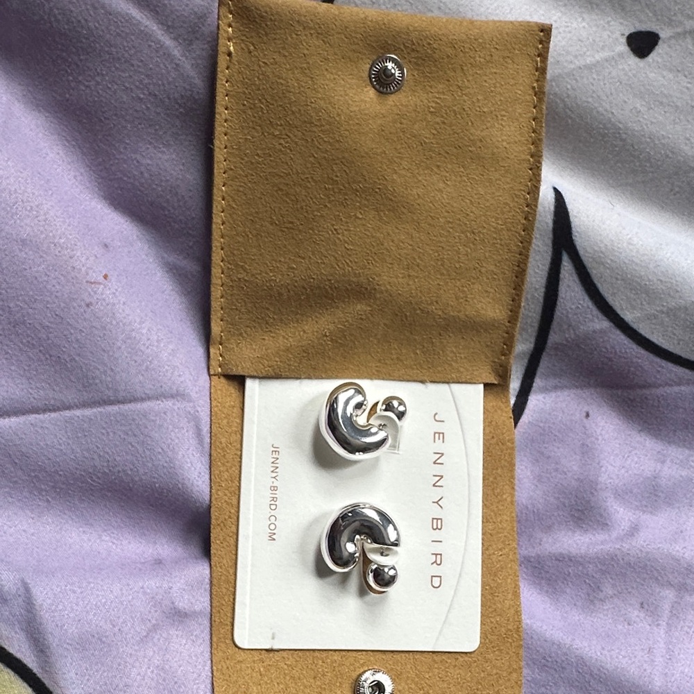 Jenny Bird Shiny Silver Swirl Earrings